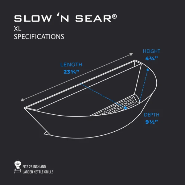 Slow ‘N Sear Deluxe XL Akcesoria, kosz na węgiel do grilla 26" - obrazek 4